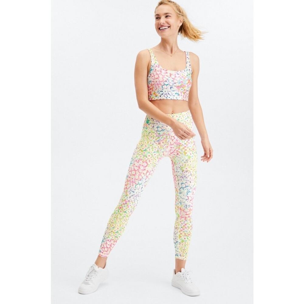 Fabletics Define PowerHold High-Waisted 7/8 Leggings in Patchwork Daisy Size XS